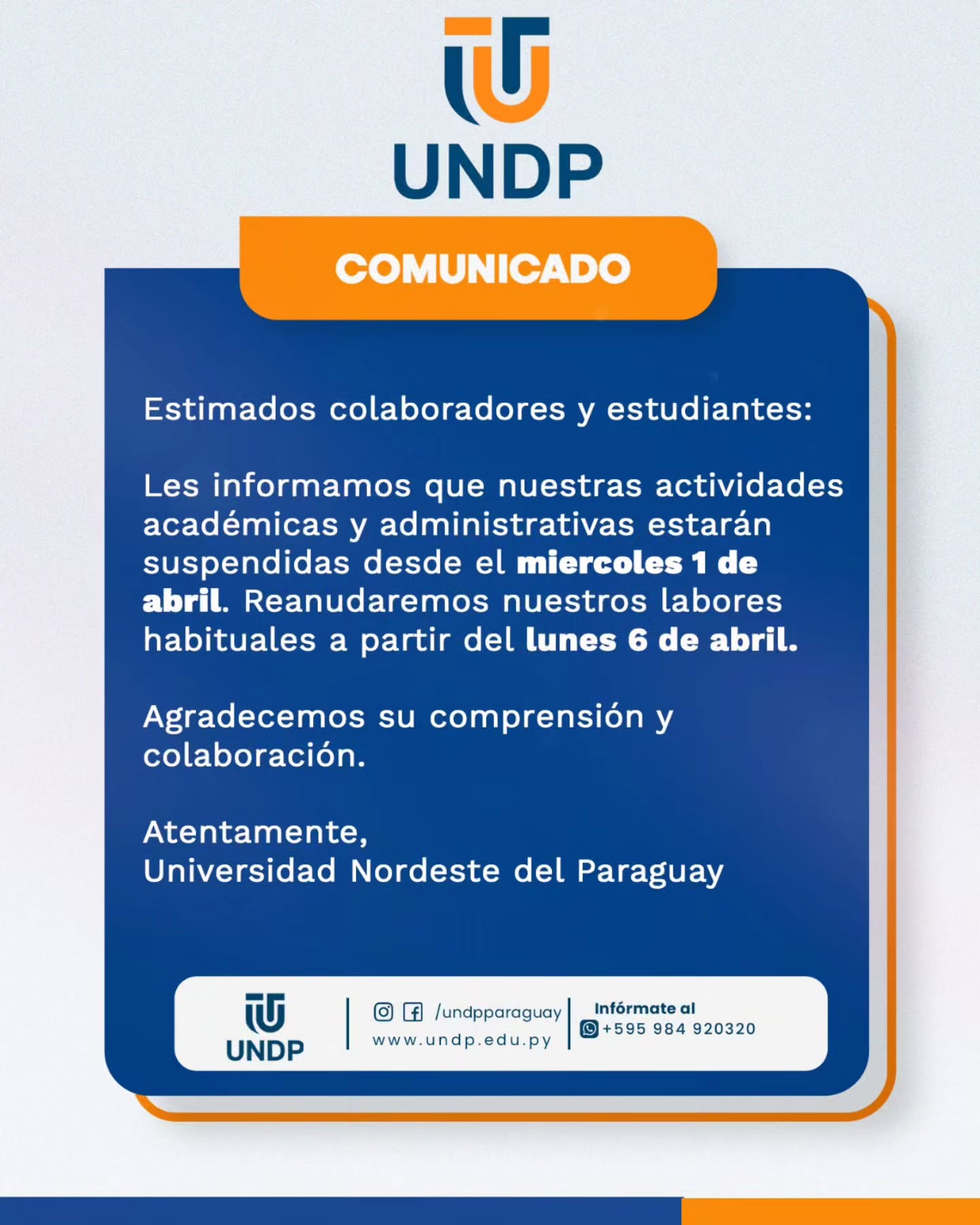 Comunicado institucional